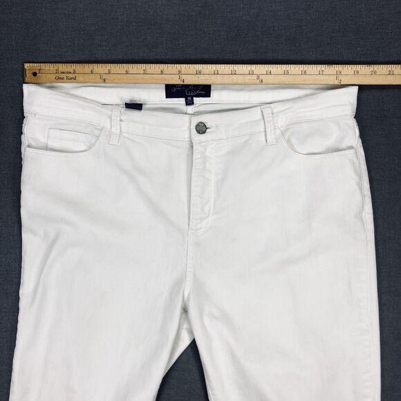 NYDJ Crop Jeans Womens Sz 16 White Straight Leg Cuffed High Waisted Modest Capri - Picture 9 of 15